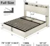NEW Full Size Lift Up Storage Bed Frame with Charging Station & Led Lights, Upholstered Platform Bed with Button Tufted Wingback 3
