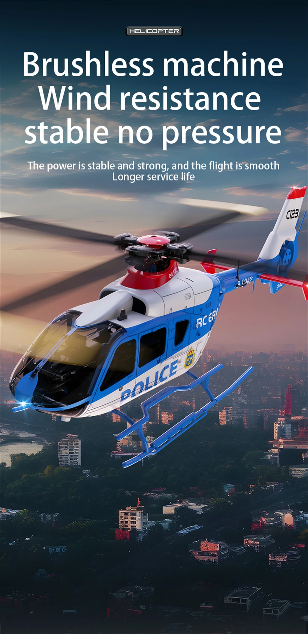 RC ERA C123 2.4G 6CH 6-Axis Gyro Optical Flow Localization Altitude Hold 1:36 EC135 Scale RC Helicopter RTF