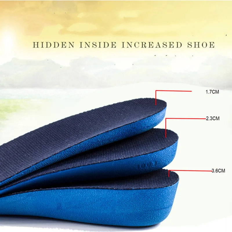 Memory Foam Height Increase Insoles For Unisex Invisiable 1.5-3.5CM Breathable Orthopedic Elevator Insoles Shock Absorption Pad