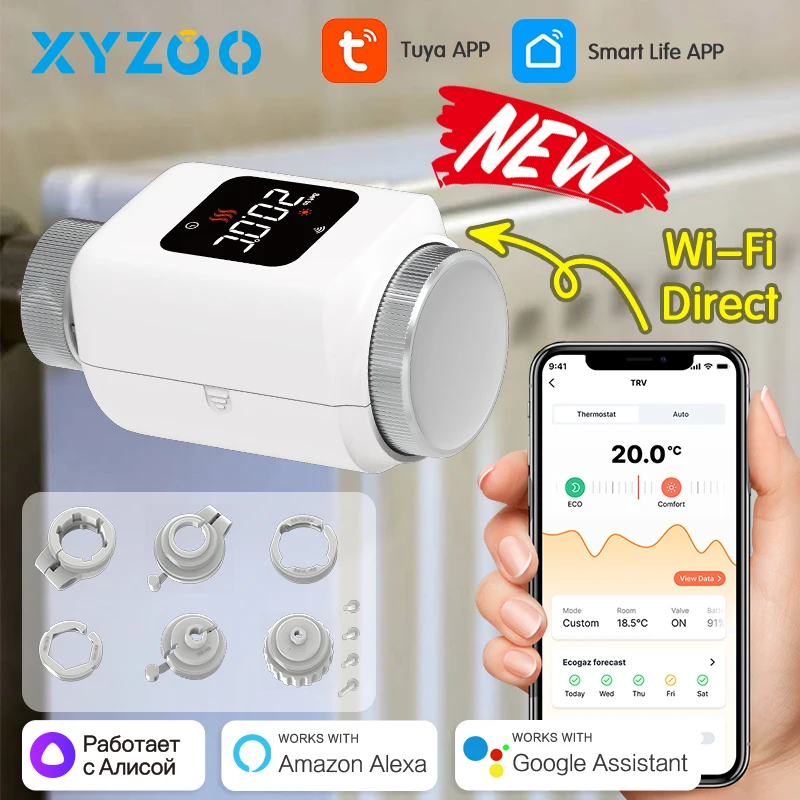 Tuya สมาร์ท WiFi Zigbee TRV หม้อน้ํา Actuator วาล์ววาล์วหม้อน้ํา Thermostatic อุณหภูมิ Alexa Google Home Alice 1