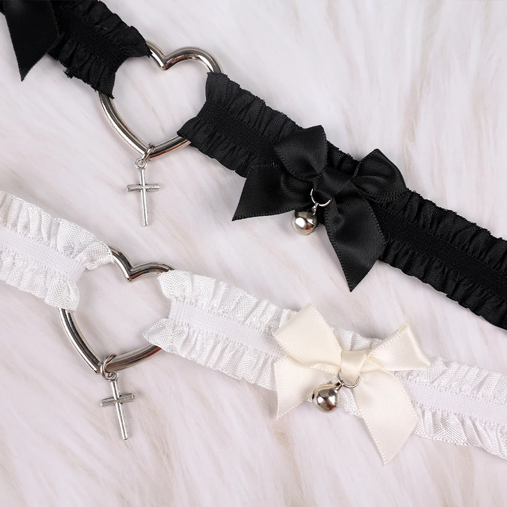 Reggicalze in pizzo gotico Cuore Bowknot Croce Lolita Giarrettiere per gambe Girocollo elastico Gamba Anello Cinturino Cosplay Bondage Lingerie Imbracatura_voghion.com