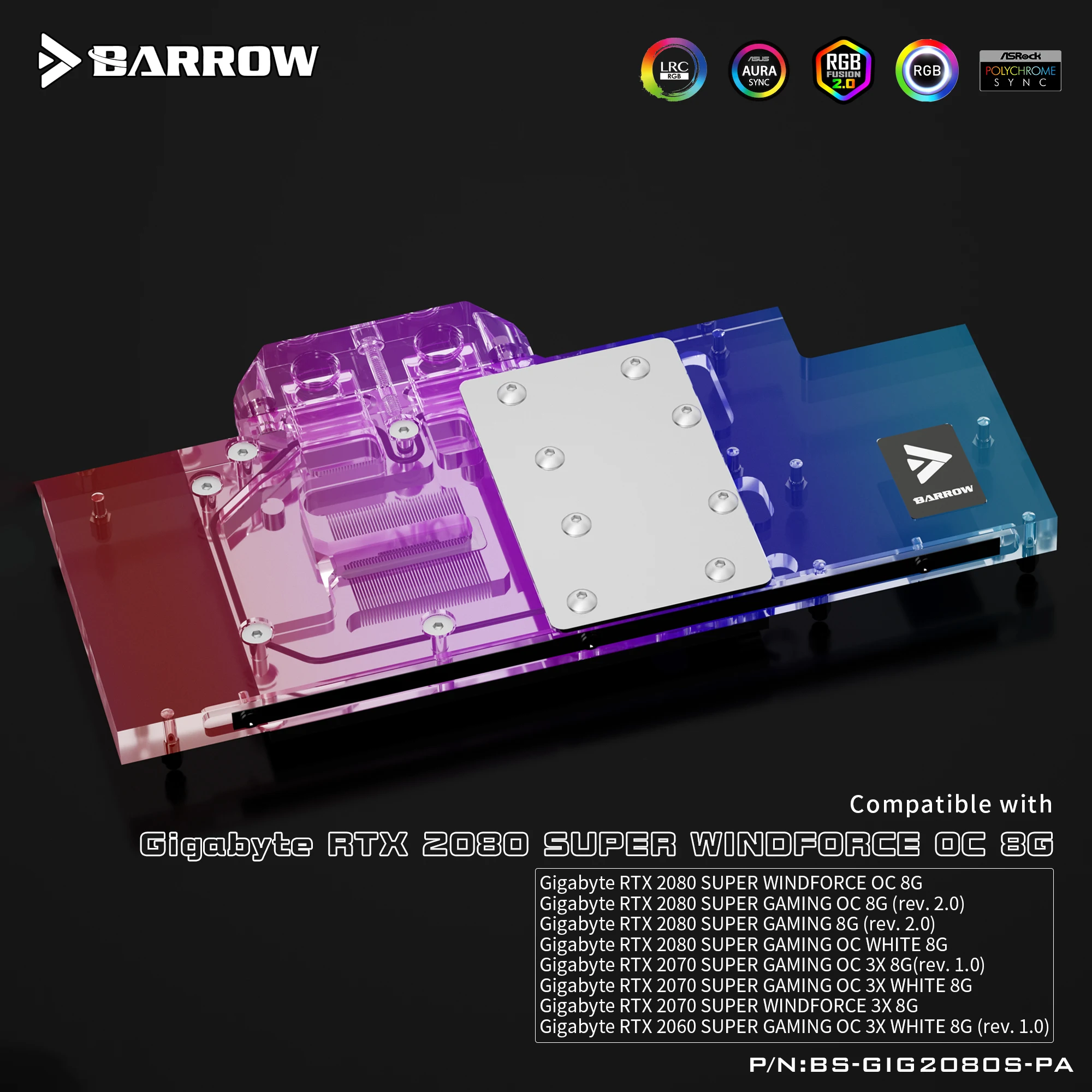 Gigabyte 2060 Super Waterblock Bykski N-GV2060SWF-X GPU Water