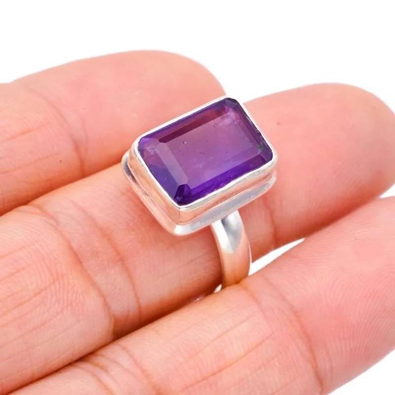 

StarGems® Natural Amethyst Handmade 925 Sterling Silver Ring 8.25 F2869