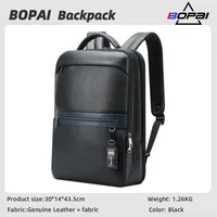 BOPAI Genuine Leather Fashion Backpack Men Commuter Business Large Capacity Computer Bag Multi-Functional Natural Cowhide Bags 1
