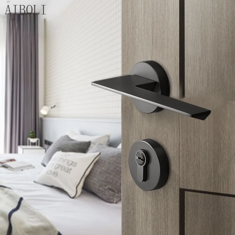 

Раздельный магнитный замок, бесшумный Внутренний дверной замок для спальни, минималистичный деревянный дверной замок, механический дверной замок из цинкового сплава