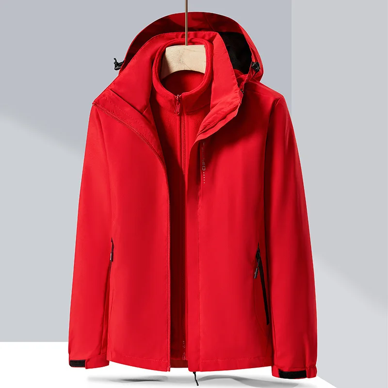 Outdoor Assault Suit Men's And Women's Detachable Two-piece Waterproof Windproof Breathable Mountain Skiing Suit Jacket