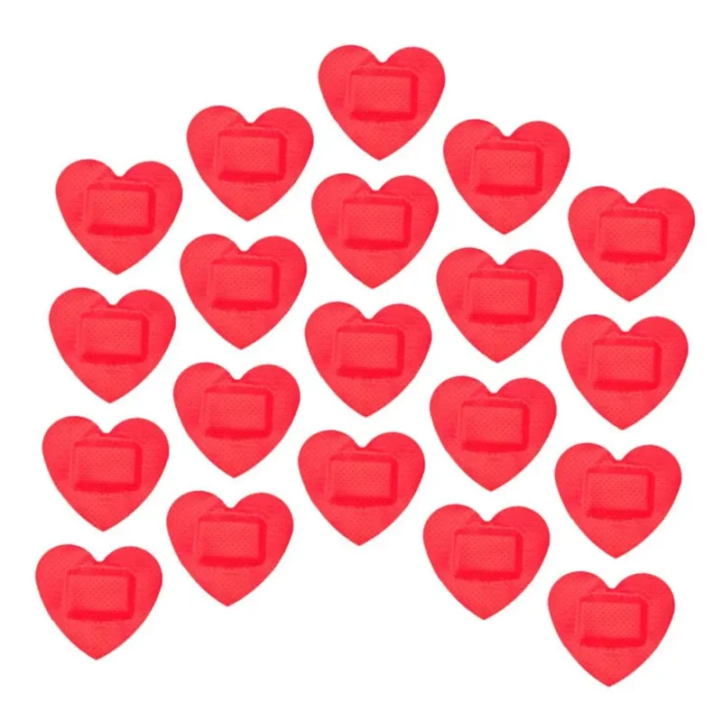 Medical Bandaids 20pcs/set Red Heart Band Aid Waterproof Breathable Wound Plasters Heart Shaped Children Kids Skin Patch Concert Body Stickers