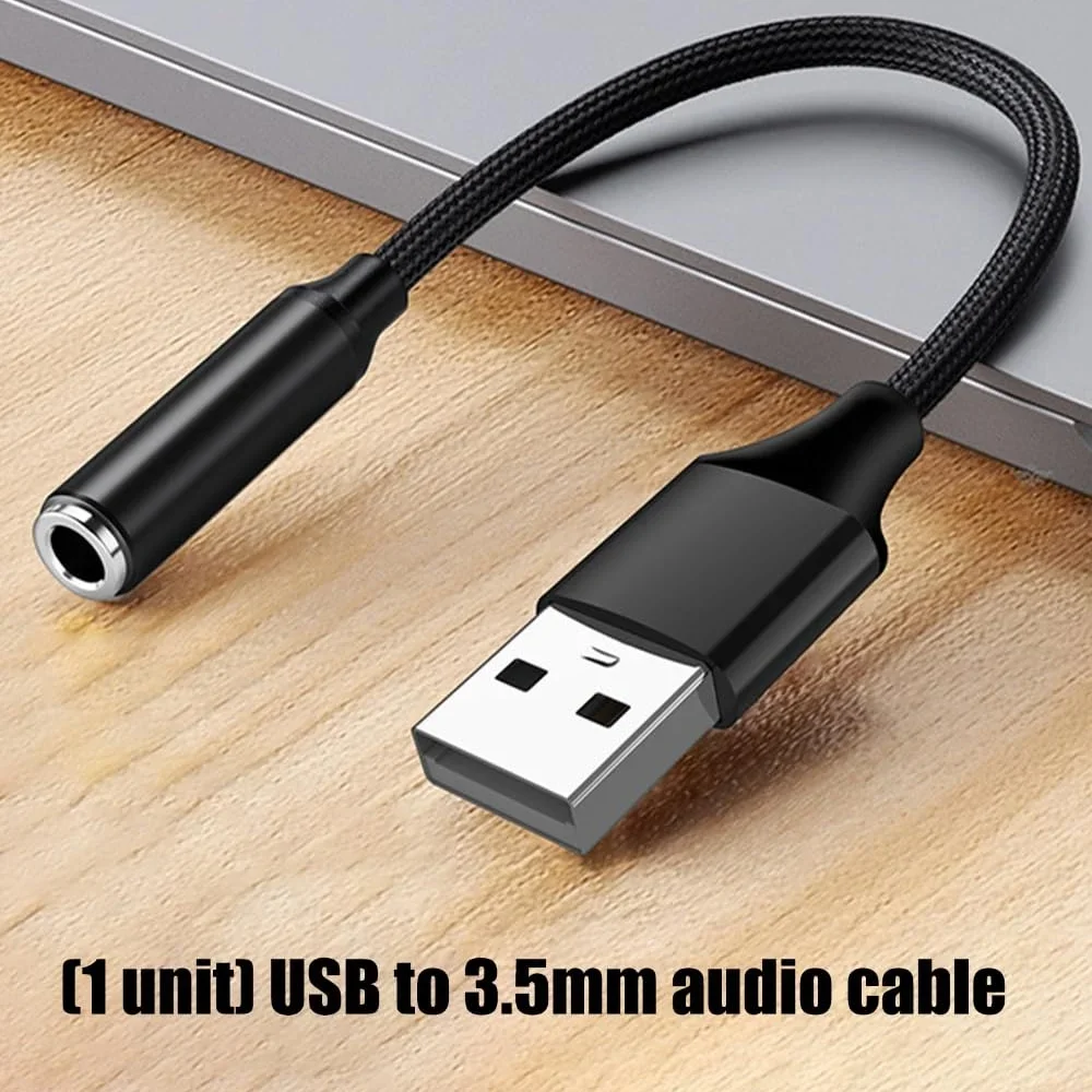Enhanced Audio USB to 3.5mm Jack Adapter for Headsets and Microphones