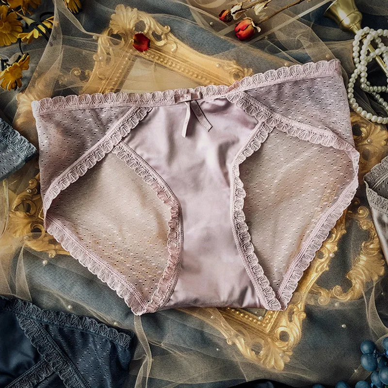 Women's Underwear Sexy Transparent Hollow Out Breathable Lingerie For Lady  Lace Decorative Underpants Female Panties Briefs 2pcs