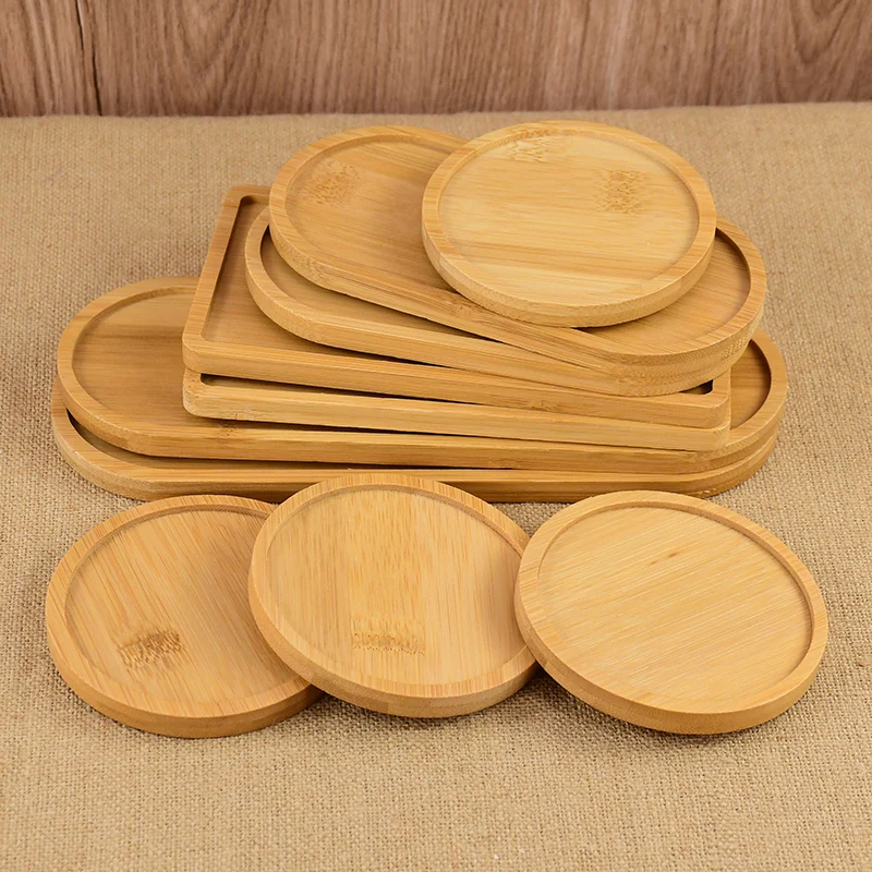 Wooden Serving Tray Dessert Pallet Coffee Cup Mat Flower Pot Tray Cup Pad Fruit Food Tray Garden Supply Kitchen Home Decoration 2