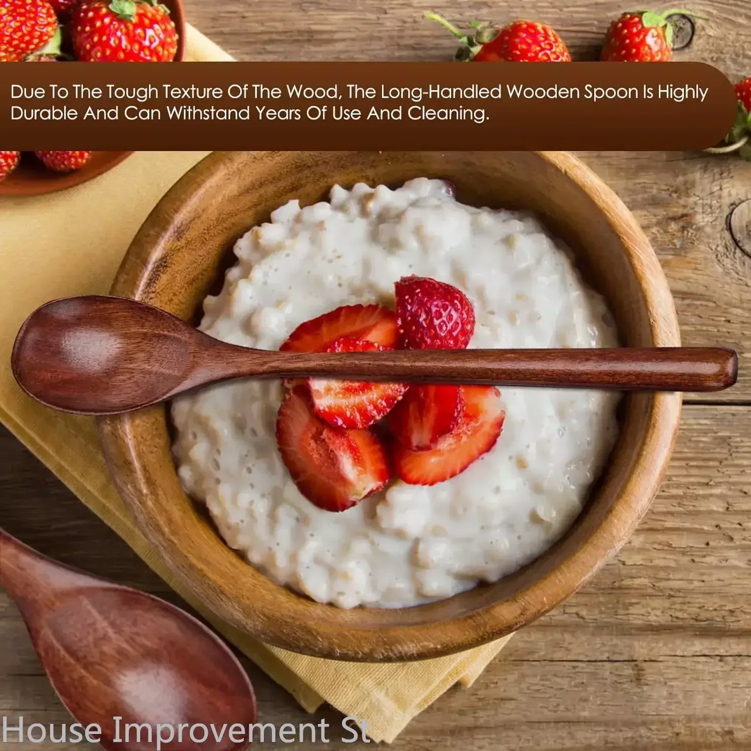 9inch 6PCS Set Natural Wooden Spoon Set Mixing Stirring Coffee Spoon Japanese-Style Long Handle Mixing Kitchen Utensil