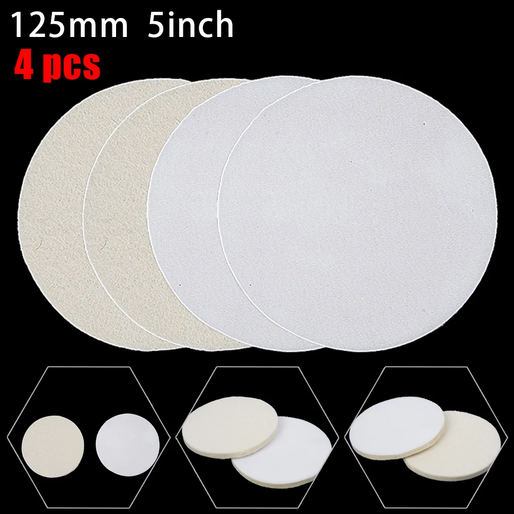 

For Glass Metal Wood Polish Polishing Wheel Polishing Pad Car Furniture Polisher 4pcs 5Inches 125mm Fine Wool Felt