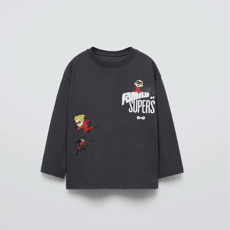 Disney Clothing Boys Long-sleeved TShirt Cartoon Monster Print Tees 0-6Age Children Cute Versatile Tees Baby Round Neck Tops 2