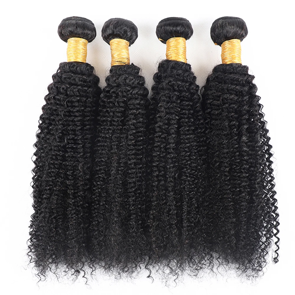 Mongolian Kinky Curly Human Hair Bundles 3 4 Bundles 28 30 Inch Virgin Remy Hair Extensions For Women Sew In Quick Weave Bundles 3