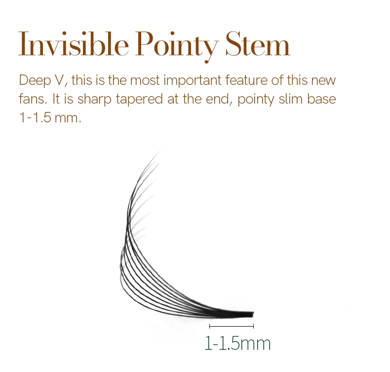 H&L Sharp Narrow Stem Premade Fans Lash 3D/4D/5D/6D/7D/10D/12D Slim Thin Pointy Base Promade Volume Fans Wimpernverlängerung – Detail 6