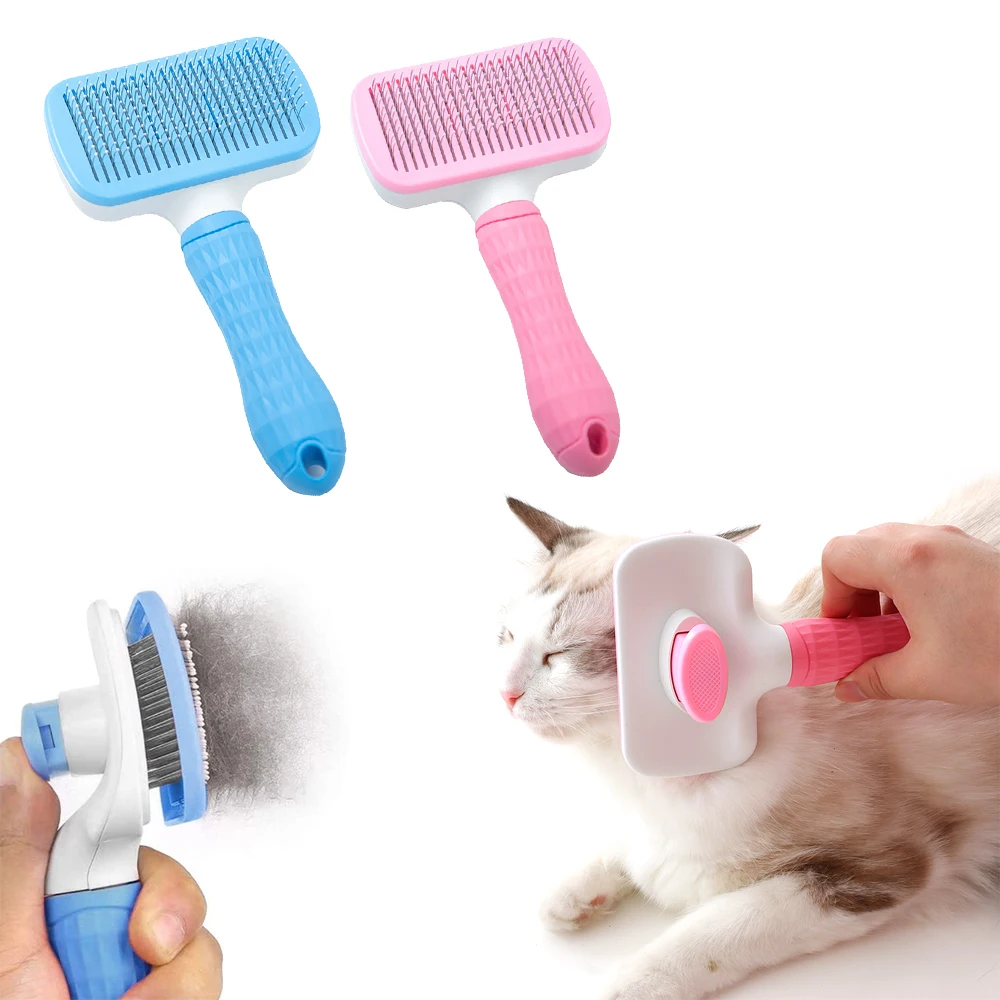 

Pet Hair Brush Pet Grooming Comb Automatic Hair Fading Cat Comb Pet Dog Cleaning Brush Kitten Grooming Cleaning Accessories