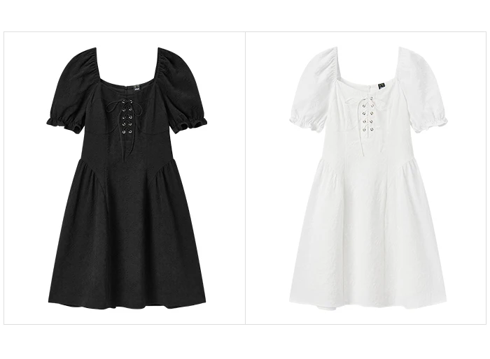 Vestido de mujer con mangas abullonadas, romántico, de verano, nuevo, con tirantes y escote cuadrado, vestido corto, dulce y fresco.