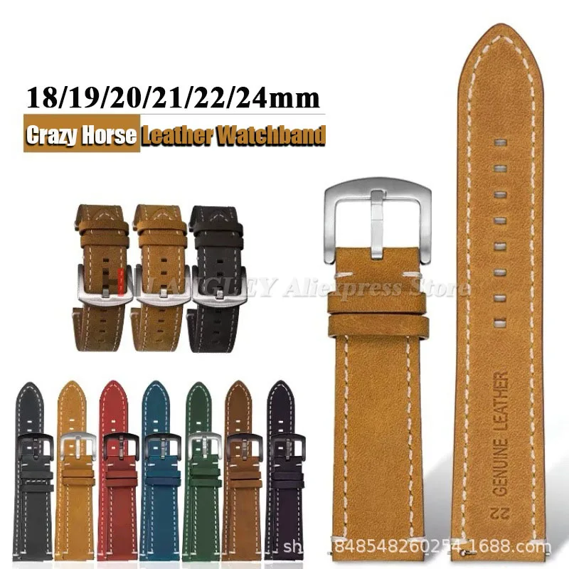 Vintage Quick Release Genuine Cowhide Leather Watch Bracelet Strap