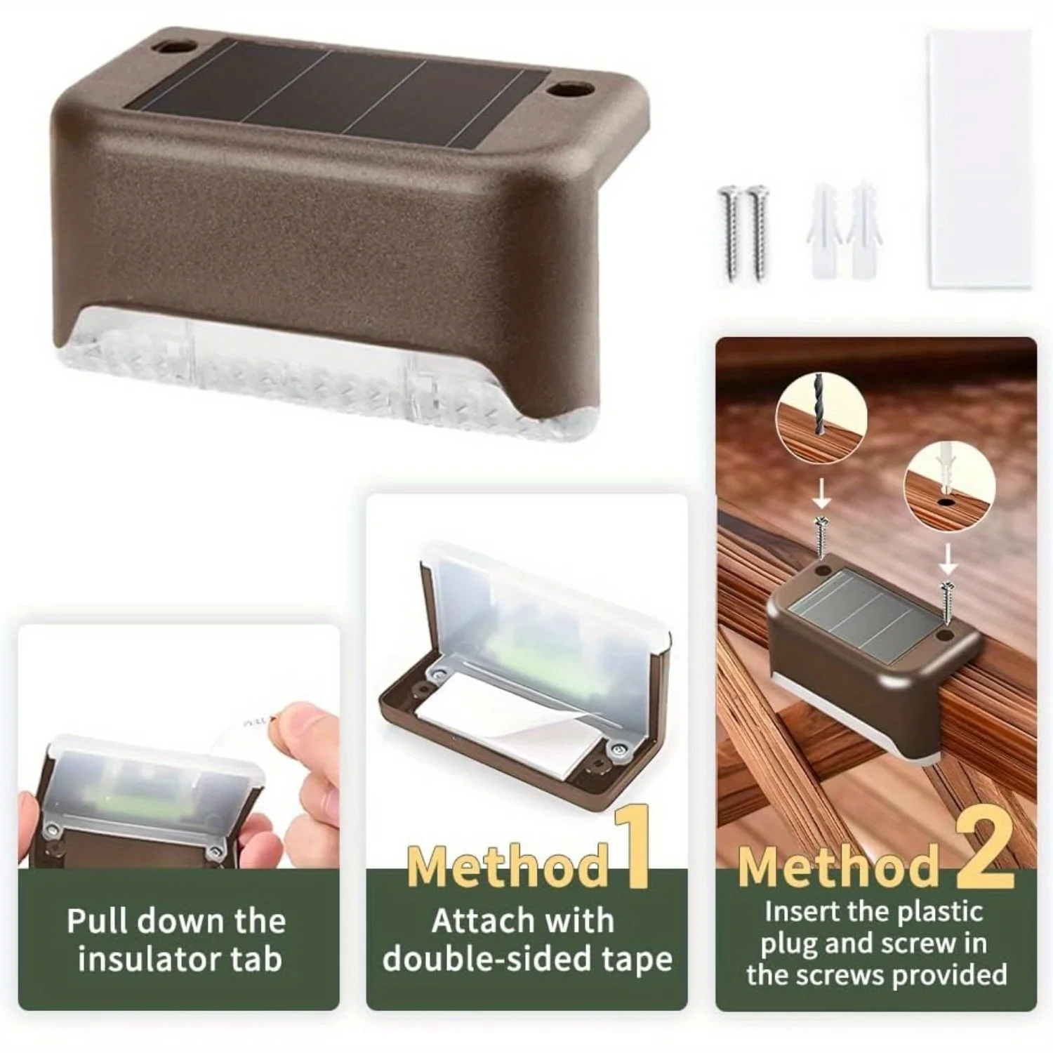 16 solar outdoor step lights, IP44 waterproof, suitable for outdoor steps, fences, railings, gardens and backyards (cold white).