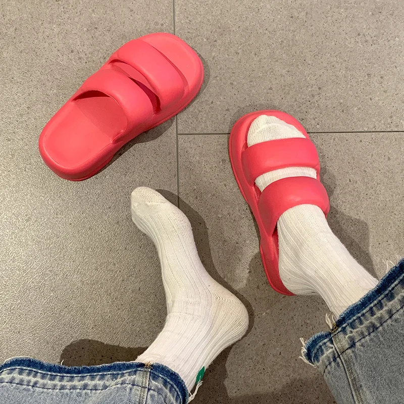 2023 Slippers New EVA Couple Home Outdoor Slipper Summer Beach Unisex Bedroom Shoes Ladies Flip Flops Thick Bottom Sandal