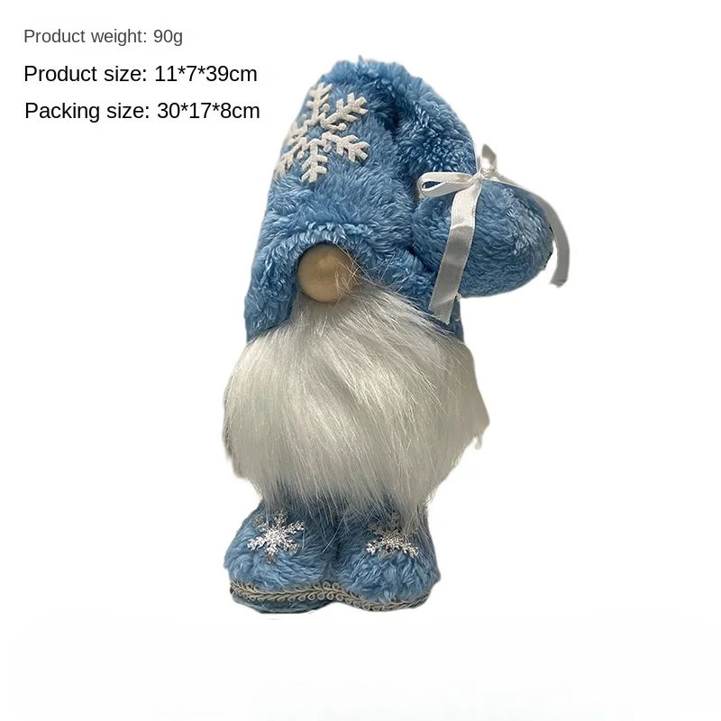 Blue Standing Snowflake Rudolph Doll Christmas Decoration Dwarf Faceless Doll Photo Props Supplies