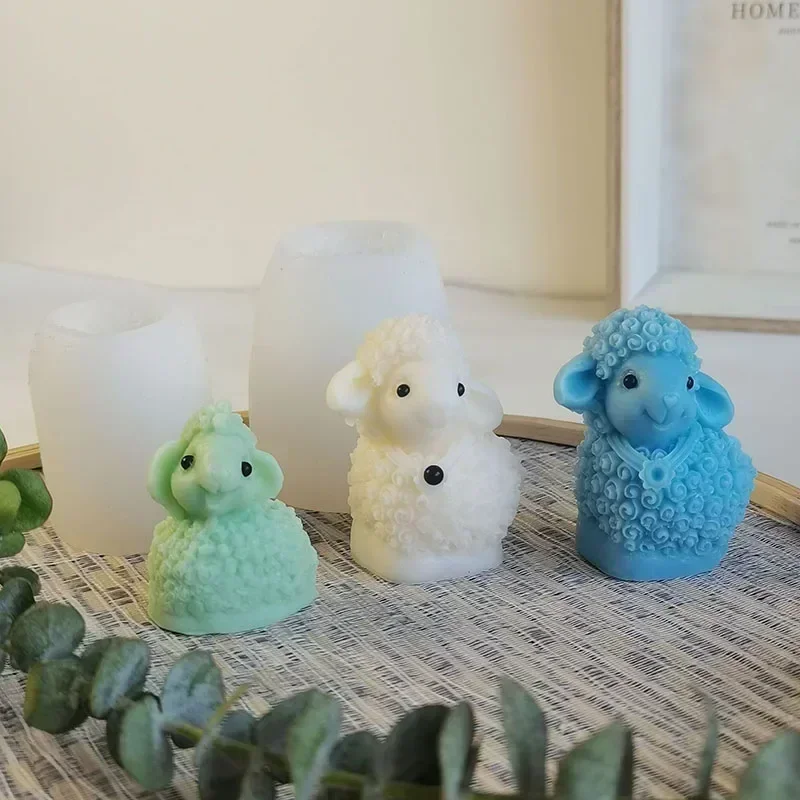 Cute Shape Sheep Silicone Mold DIY Animal Candle Making Gypsum Resin Soap Mould Fondant Baking Tool Gift Accessories Handmade