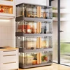 Double-door Kitchen Cabinet Home Kitchen Furniture Multi-functional Folding Storage Cabinet Living Room Snack Storage Box C 4