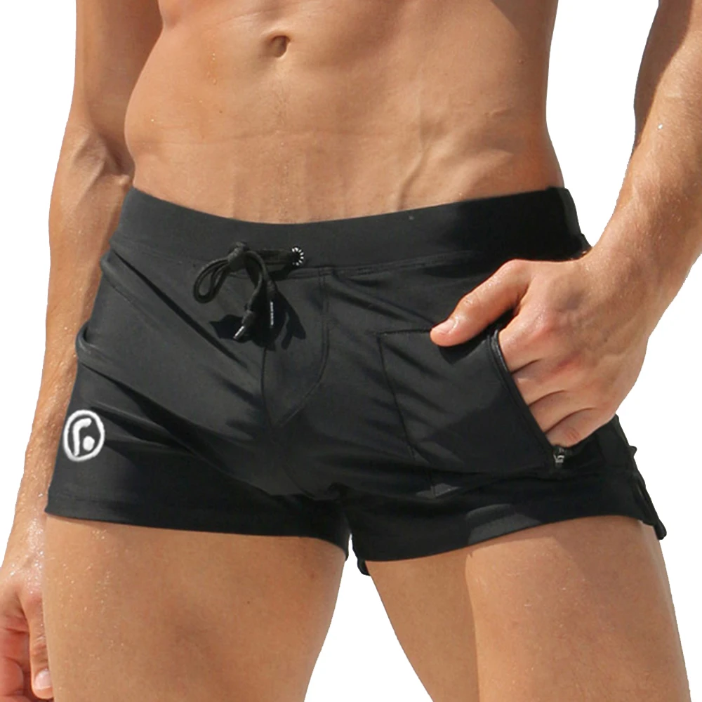 Summer Mens Swim Trunks Nylon Quick Dry Swimwear Sexy Low Waist Bathing Suit Fashion Male Sport Beach Surfing Boxer Board Shorts