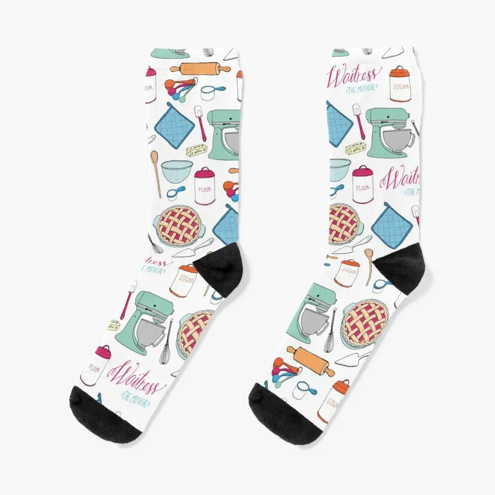 

Waitress the Musical cherry pie print, mixer, sugar, butter, flour - Broadway, West End Socks essential gifts Women Socks Men's