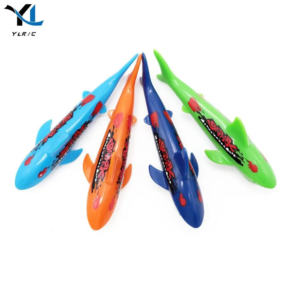4Pcs Diving Shark Toys Multicolor Underwater Torpedo Toy Swimming Pool Throwing Toys Beach Pool Accessories