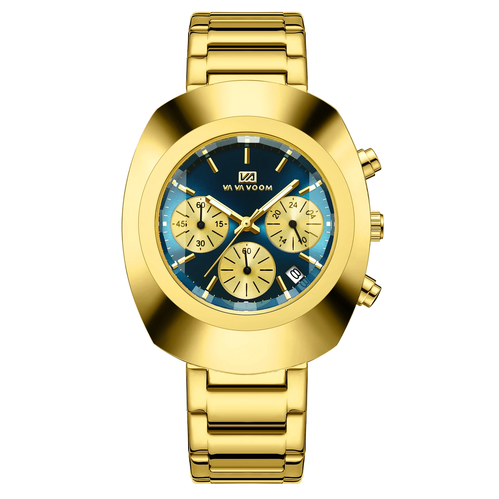 VA VA VOOM Men's Sporty Stainless Steel Fashion Watch with Oval Dial
