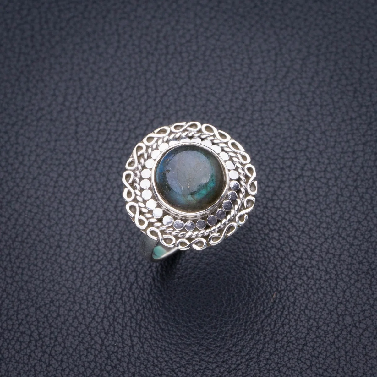 

StarGems Natural Blue Fire Labradorite Handmade 925 Sterling Silver Ring 7.5 D4255