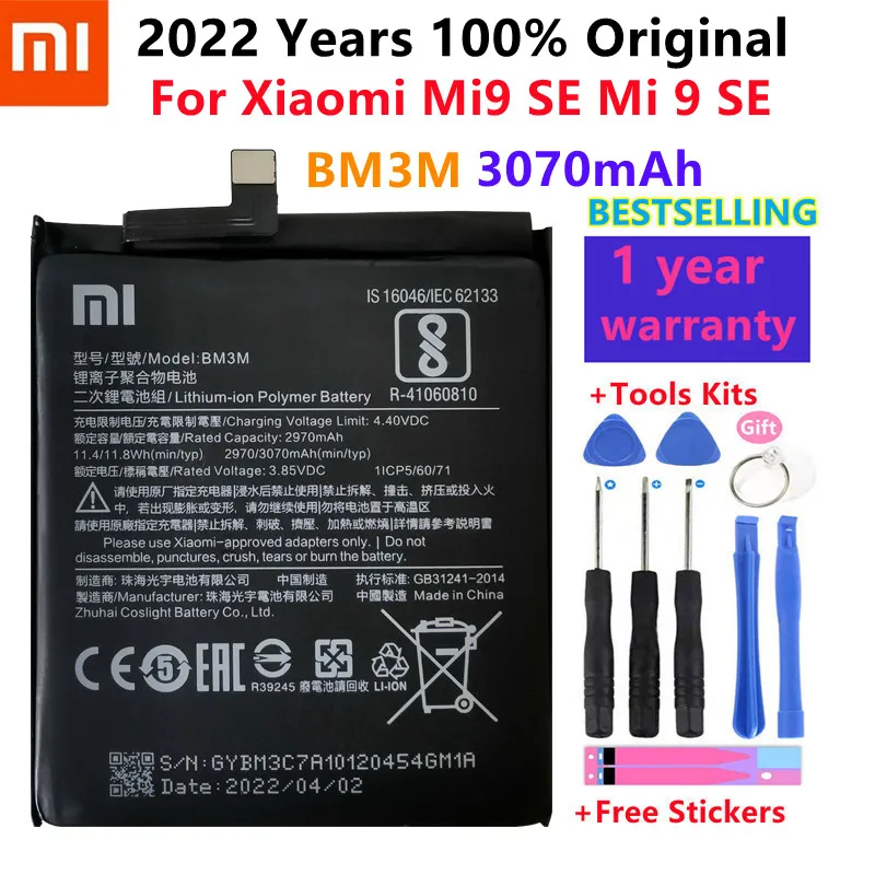 Xiao Mi 100% оригинальный аккумулятор BM3M для Xiaomi Mi9 SE 9 3070 мА/ч перезаряжаемая батарея