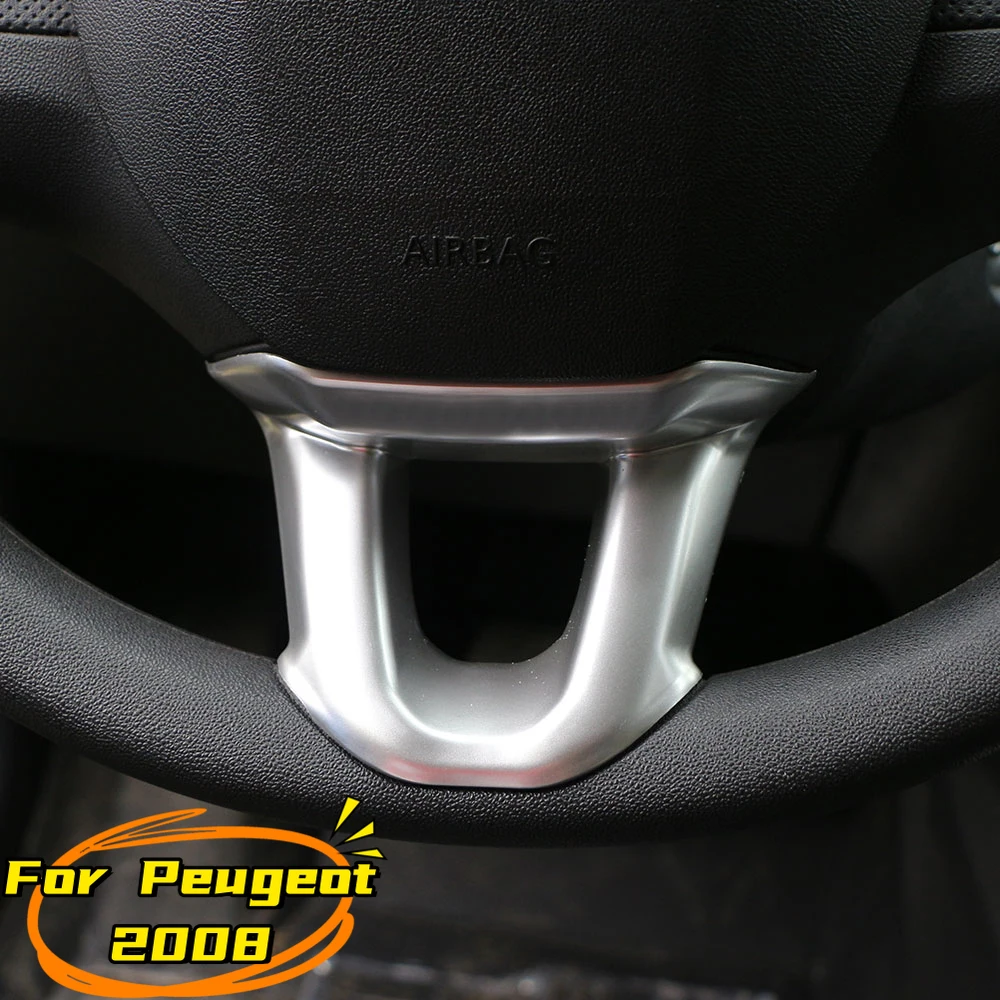 Car Steering Wheel Decoration Cover Trim Sticker Fit for Peugeot 2008 208 2014 2015 ABS Accessories