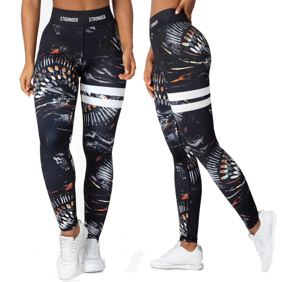 

Fashion High-Waist Printed Leggings Sexy Hip Hip Slim Stretch Cropped Trousers Casual Women's Clothing Sports Fitness Leggings