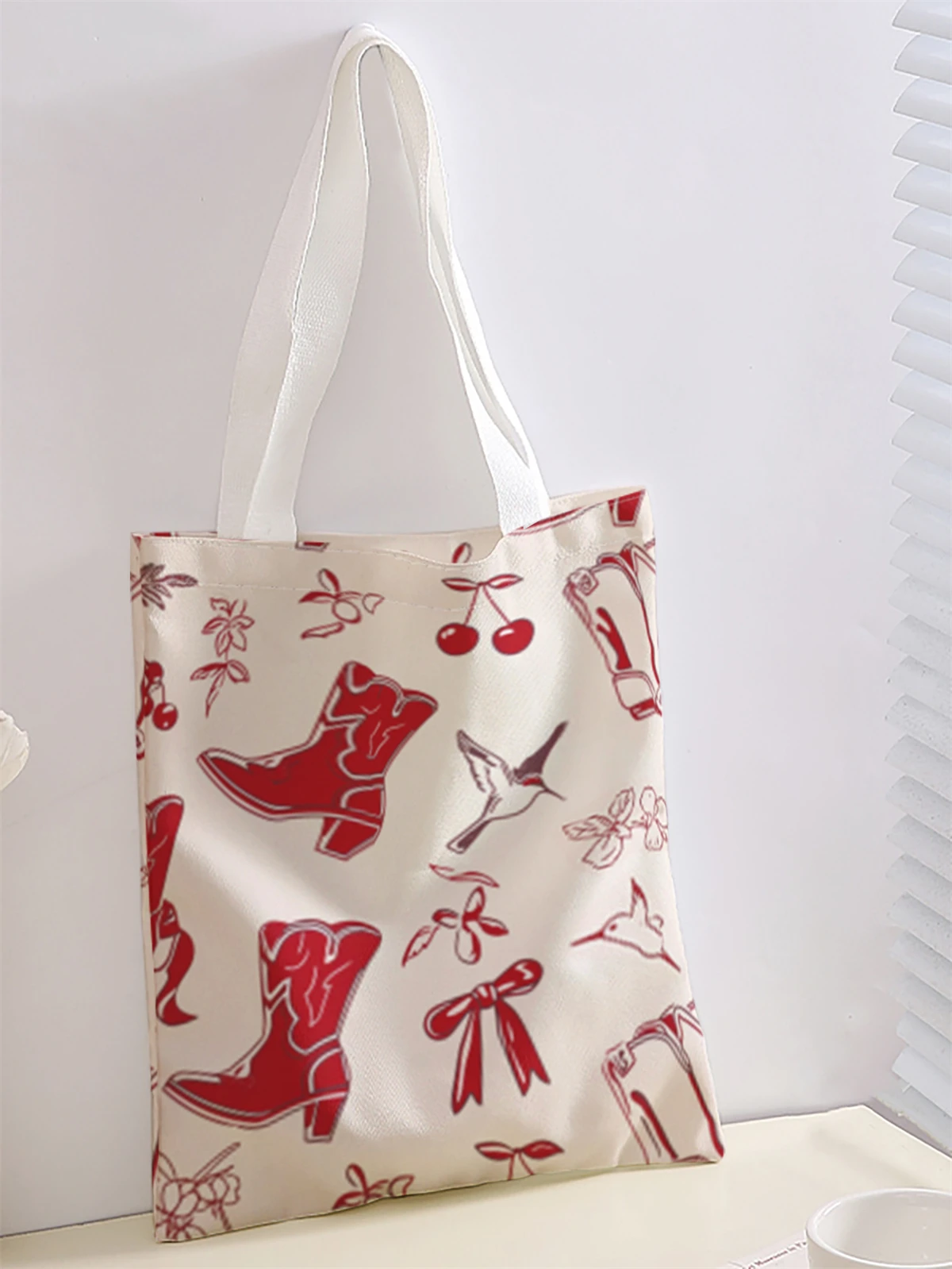 Printed casual handbag, reusable fashionable backpack, multifunctional handbag, canvas shopping bag