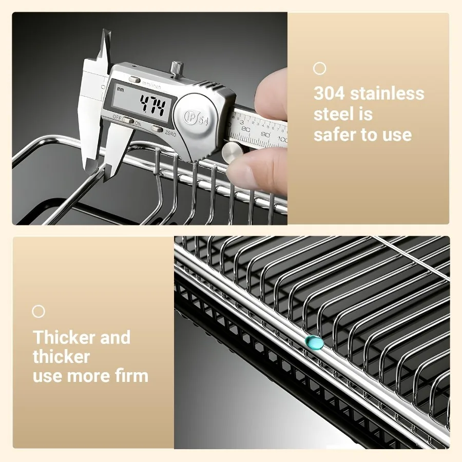 Stainless Steel Extendable Dish Drying Rack Over Sink Vegetable Fruit Rinse Rack Foldable SpaceSaving Premium 304 Stainless Ste