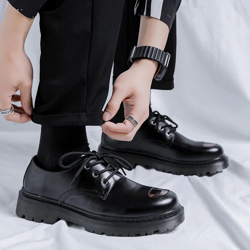 靴 High Sole Leather Shoes High Sole Increase Leather Shoes For Men Streetwear Fashion