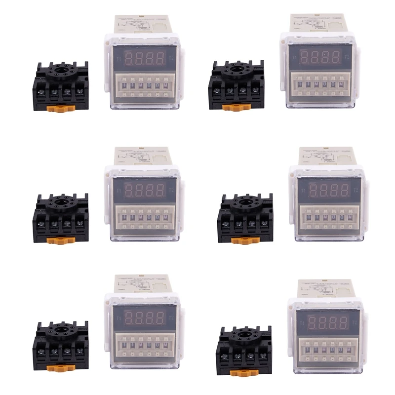 

6X AC 220V 5A Programmable Double Delay Relay Device Tool DH48S-S