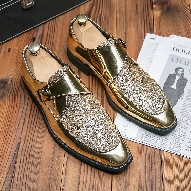 Leather Shoes Shoes Men Casual Man Men's Summer Shine Gold Dress Patent Leather For Mens Gold Moccasins Business Pointed Bussiness Luxury