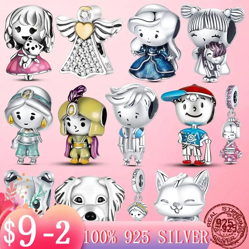 2023 New 925 Silver Little Girl Boy Charm Princess Prince Dog Cat Beads
