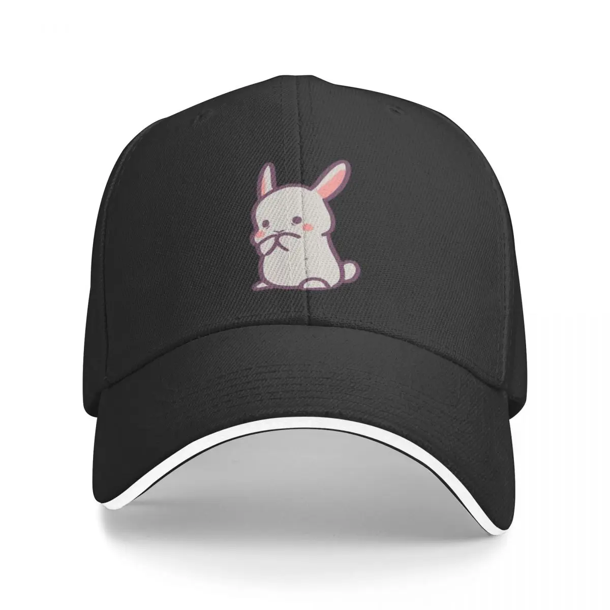

Adorable Cartoon Bunny Blushing A Baseball Cap Hat