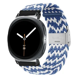 Premium Woven Nylon Strap with Stainless Steel Buckle for Galaxy Ultra Band (Blue White)