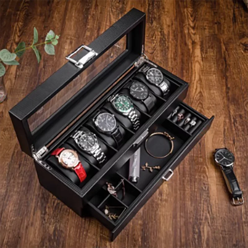 Big Size Watch Box Storage Case Transparent Skylight Watch Boxes Organizer Ring Jewelry Wrist Watches Display Collection Gift