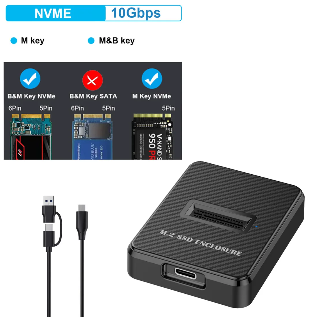 תחנת עגינה NVMe/SATA M.2 Duplicator Dual-Bay Offline Clone USB C ל-NVME/SATA עבור M2 SSD M Key ו-B+M Key Hard Drives
