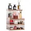 Makeup Organizer Acrylic Wood Vanity Storage Detachable Multifunctional Countertop Cosmetic Holder Space Saving Durable Easy 2
