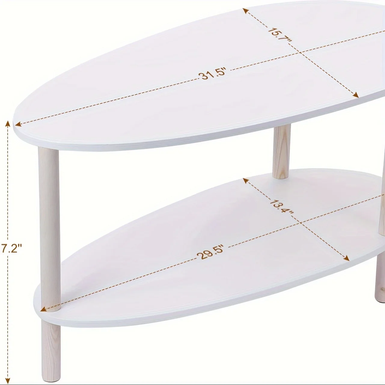 Oval Coffee Table, Small Wood Coffee Table For Living Room,