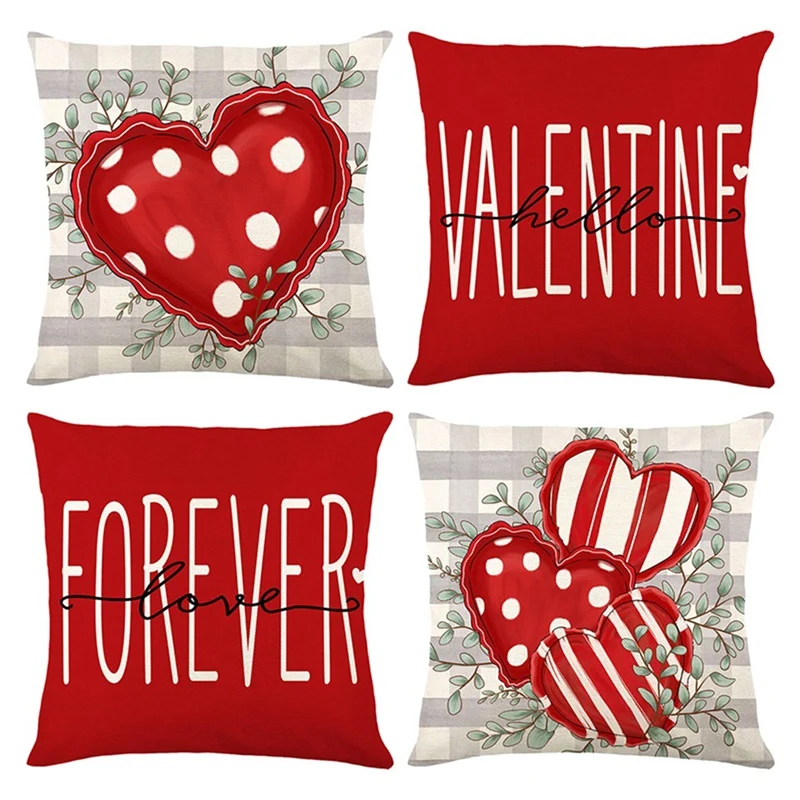 

Valentine's Day Pillow Covers Forever Loves Eucalyptus Leaves Throw Pillow Covers Home Decor 4PCS