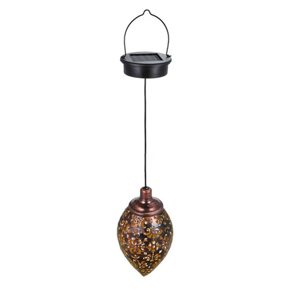 Description Picture 2 of itemSolar Hanging Lanterns Outdoor Solar Lights Waterproof Iron Art Decorative Lanterns Water Drop Lamp Hollow Projection Lamp