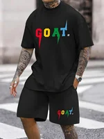 Summer Everyday Casual Men's Short Sleeve Shorts Set Colorful Bear Print Men's T-shirt And Colorful Graffiti Print Shorts Set 2